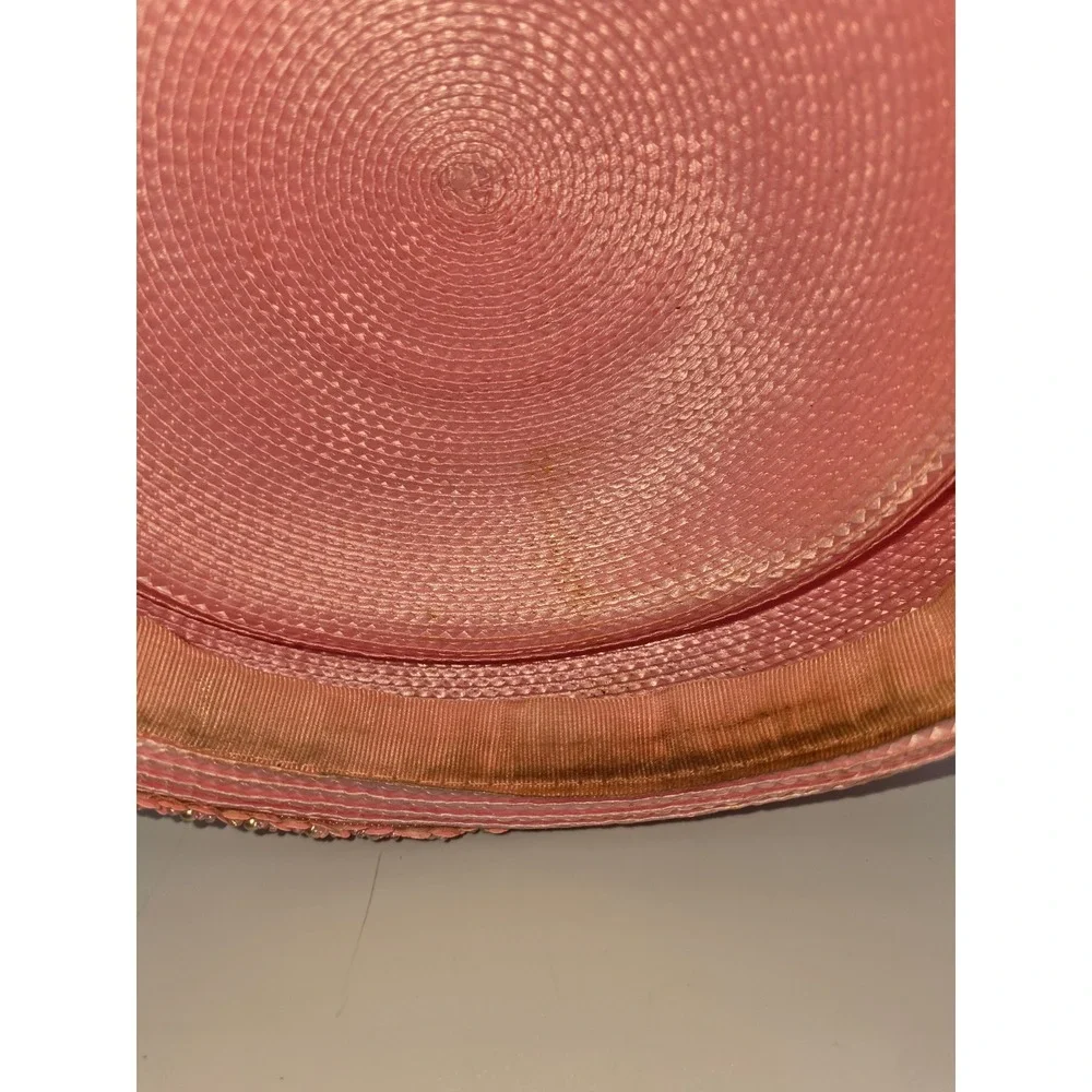 Mr Hi's Classic Pillbox Hat Womens OS Pink Good Sequin Lace Floral Church‎ Derby